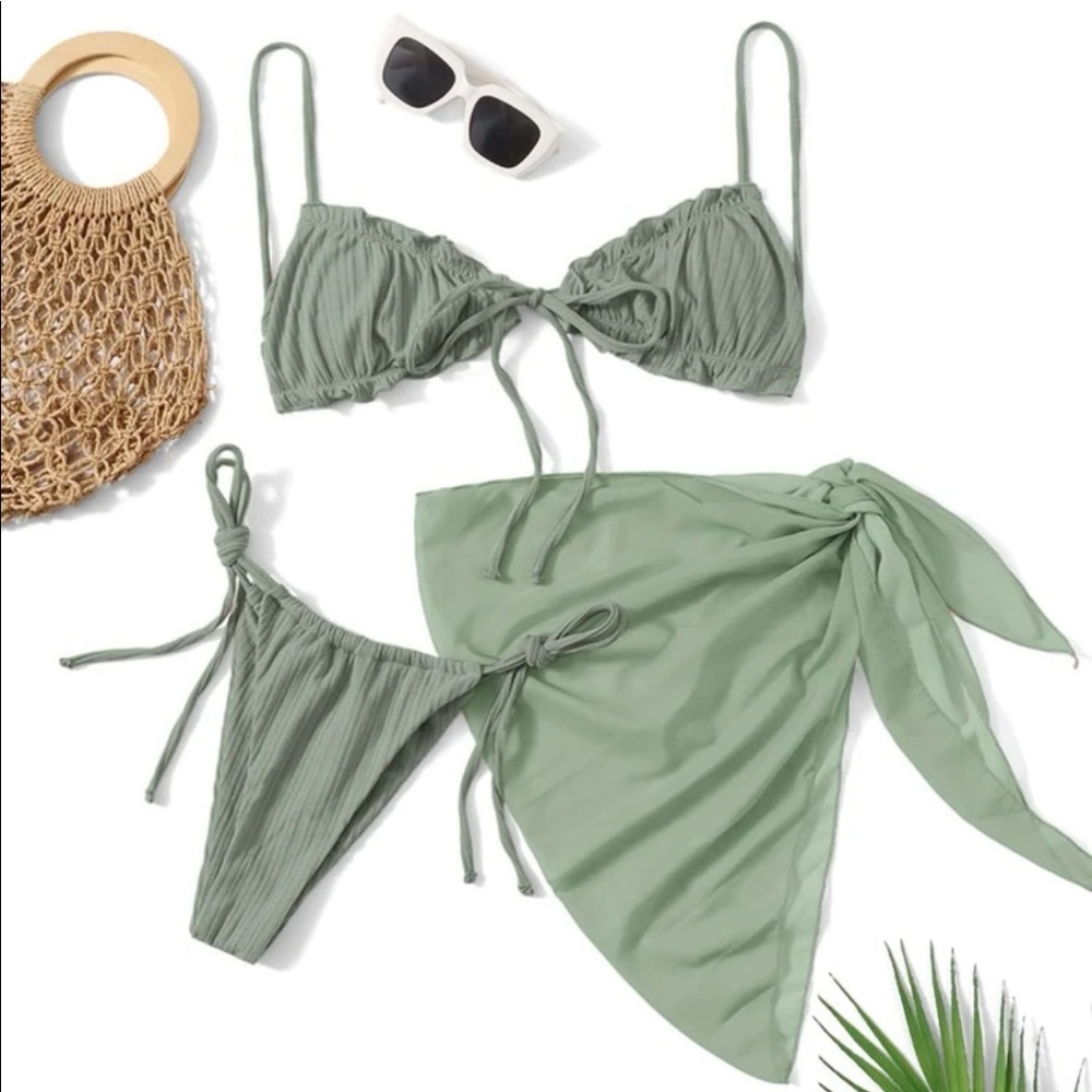 SAGE GREEN LETTUCE TRIM BIKINI